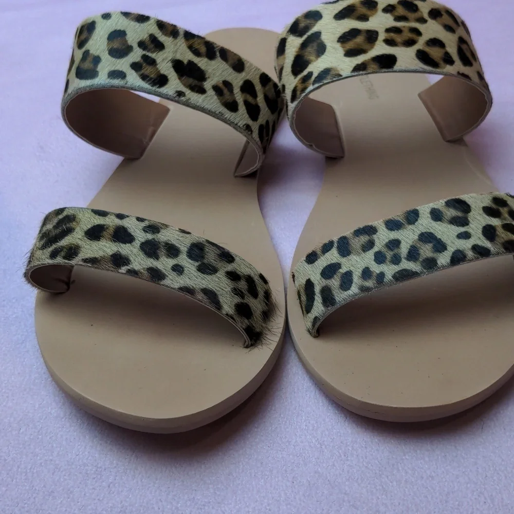 PrettyLittleThing Leopard Print Flat Sandals size UK 5